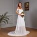 Women's Clothing Double Shoulder Lace Chiffon Splicing Wedding Dress_ecoleips.com