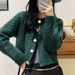 Aria Basics Aria Basics Autumn Winter Short Thickened Wool Sweater For Women Round Neck Cardigan Loose Lazy Knitted Top Coat_ecoleips.com
