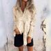 Classic Notch Collar Stretch Shirt – Women's Long Sleeve Button-Down Blouse (S-XXL, Black & Gold, Poly-Spandex Blend)_ecoleips.com