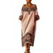 Bohemian Floral Print Maxi Dress For Women, Flowy Vacation Dress With Elegant U-Neck, Lightweight Breathable Tr Beach Dress, Relaxed Fit Midi Dress_ecoleips.com
