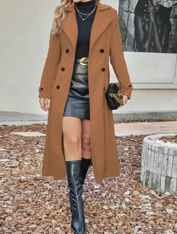 Women's Clothing Fashionable Autumn Winter Women's Wool Double Breasted Coat Style Lined Outerwear For Ladies_ecoleips.com