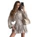 Women's Clothing Temperament Bowknot Puff Sleeve Top Pleated Skirt Set_ecoleips.com