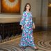 Elegant Embellished Abaya Dress Blue Floral Print Crystal Rhinestones Modest Long Sleeve Maxi Dress for Women S-XXL_ecoleips.com