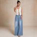 Women's Clothing Street Retro Wide Leg Frayed Edge Washed Denim Trousers_ecoleips.com