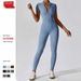 Women's Clothing Zipper Short Sleeved Nude Yoga Jumpsuit For Women To Wear Fitness Sports Jumpsuit 8305_ecoleips.com