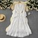 Women's Clothing Cool Style Dress Heavy Lace Patchwork Receiving Waist Strap Temperament Long Swing Holiday Dress_ecoleips.com