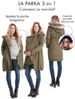 Stylish Maternity Hooded Parka With Detachable Faux Fur Trim, Long Sleeve Warm Coat For Pregnancy & Nursing, Multi-Functional Winter Jacket_ecoleips.com