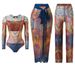 One Piece Swimsuit For Women With Mesh Pants Sun Protective Long Sleeved Three Piece Set Style Vacation Sexy_ecoleips.com