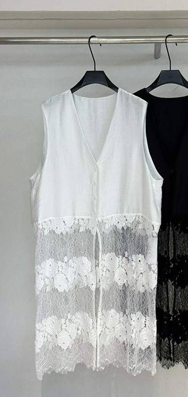 V-Neck Lace Trim Sleeveless Vest For Women, Long Layering Camisole With Floral Edging Design, Fashion Chic Tops_ecoleips.com