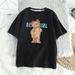 Dongdaemun Women's Short Sleeve T-Shirt Bear Print Versatile Base Layer Top for Summer Student Fashion_ecoleips.com