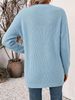 Women Soft Skin-Friendly Breathable Chunky Knit Cardigan Open Front V Neck Long Sleeve Oversized Loose Pocket Mid Length Knit Coat_ecoleips.com