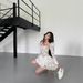 Women's Clothing Spring/Summer Bandeau Top With Flared Sleeves Fitted Waist Ruffled Lace Dress Vietnamese Design Square Neckline_ecoleips.com
