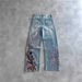 European And American Cross-border Casual Trousers With Plum Blossom Embroidery, Street-style Loose Jeans_ecoleips.com