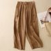 Retro Casual Women's Cotton Linen Cropped Pants Elastic Waist Chinese Button Carrot Harem Style Available In 3 Colors For Spring Summer_ecoleips.com