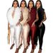 Elegant Feather Deep V Halter Neck Stretch Satin Jumpsuit for Women HR25058 European American Style Casual Wear_ecoleips.com