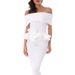 Verve Hot Selling Women's Off-Shoulder Two-Piece Set With Ruffle Trim Bodycon Dress_ecoleips.com