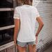Women's Clothing Simple Solid Color V Casual Short Sleeved Shirt_ecoleips.com