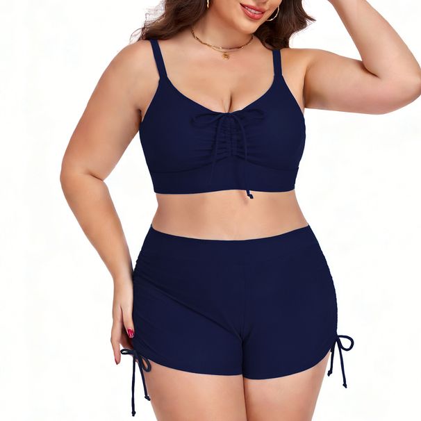 Women's Clothing New 2026 Plus Size Two Piece Swimsuit Solid Color High Waist Slimming Bikini Beachwear For Women_ecoleips.com