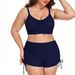 Women's Clothing New 2026 Plus Size Two Piece Swimsuit Solid Color High Waist Slimming Bikini Beachwear For Women_ecoleips.com