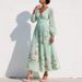 Women's Floral Print Dress V Neck Long Sleeve Pleated Women's Clothing_ecoleips.com