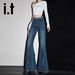 Women's Rhinestone Flared Jeans With A Stylish Design, Slimming, Casual, Versatile, Stretchy, Floor-length Pants_ecoleips.com