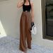 Women's Clothing High-Waisted Straight Leg Trousers Fashion Autumn Style Casual Solid Color American Design Bottoms_ecoleips.com