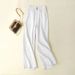 Muslim Linen Wide Leg Pants For Women High Waist Drape Thin Casual Cotton And Linen Pants Flower Bud Waist Linen Mopping Pants_ecoleips.com