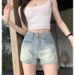 American Style Spicy Girl Denim Shorts, Women's Summer New High Waisted Design, A-Line Slimming, Elastic Blue Ultra_ecoleips.com