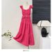 Women's Spring Vacation Outfit Set Gentle Feminine Style Short Flutter Sleeve Camisole Top High Waisted Pleated Skirt_ecoleips.com