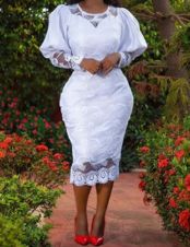 Hot Selling Women's Spring And Autumn High Waisted Lace White Street Style Midi Skirt Evening Gown_ecoleips.com