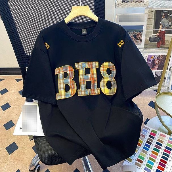 Oversized Graphic Cotton T-Shirt For Women – American Streetwear Style With 3d Embroidery | Relaxed Fit Summer Tee In Ash Grey & Black_ecoleips.com