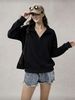 Black Semi-high Neck Half-zip Thick Sweatshirt For Women Winter Style Pullover Casual Top._ecoleips.com