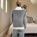 K New Casual Retro Style Design With A Large Lapel And Half High Collar Striped Sweater For Women_ecoleips.com