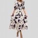 Women's Clothing Spring And Summer Hot Style V Neck Printed Waist Dress Fashion_ecoleips.com