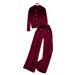 Sophisticated Two Piece Set With Color Block Metal Buckle Collar Long Sleeved Knit Top And High-Waisted Wide-Leg Straight-Leg Pants_ecoleips.com