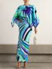 Women's European American Style Printed Shawl Back Slit Two Piece Dress Set Cross Border Positioning Independent Website_ecoleips.com