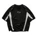 Women's Stylish Printed Pullover T-Shirt Comfortable Loose Short-Sleeved round Neck Color Blocking Casual Black Red Design_ecoleips.com