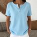 2026 New Women's Slim Fit Short Sleeve T-Shirt Solid Color Casual Button up Top Versatile Polyester Cotton Tees for Wholesale_ecoleips.com