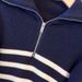 Women's Wool Blend Striped High Neck Sweater - Thick Knit Oversized Pullover With Lantern Sleeves & Zip Detail_ecoleips.com