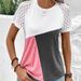 Aria Basics Aria Basics Cross-border European And American Women's Clothing, Summer Color-blocking, Round-neck Loose Short-sleeve Casual_ecoleips.com