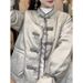 girl Peachy Elegant Cotton Coat For Women, New Chinese Style Handmade Button, High-end Padded Thickened Warm Winter Jacket_ecoleips.com