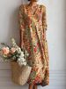 Women's plus Size V Neck Long Robe Dress Printed Design European American Style Independent Website Cross Border 2026 New_ecoleips.com