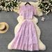 Women's Clothing Celebrity Style Suit For Women Lace Hook Flower Puff Sleeve Shirt Two Piece High Waist Slim Skirt_ecoleips.com