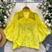 Women's Clothing Light Luxury Palace Style Shirt For Women Fashionable Heavy Nail Diamond Hollow Embroidery Lantern Sleeve Tops All Match Shirt_ecoleips.com