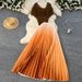 Women's Slim Fit Pleated Suit Set Sparkling Short Sleeve Top & High Waisted Gradient Pleated Skirt Summer Casual Bohemian_ecoleips.com