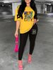 Women's Casual And Fashionable New York Letter Pattern Printed Loose T-shirt+cropped Pants Two-piece Home Sportswear Daily Wear-377_ecoleips.com