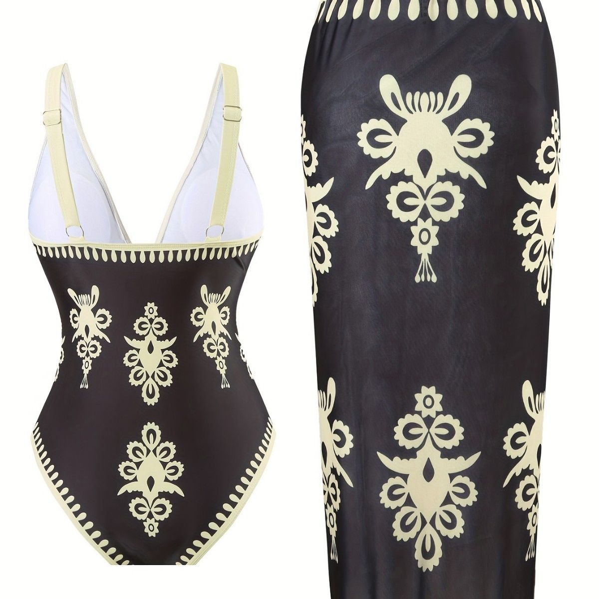 Gothic Style One Piece Swimsuit Sexy Two Piece Bikini Set For Women Fashion Beach Party Swimwear Hot Selling_ecoleips.com
