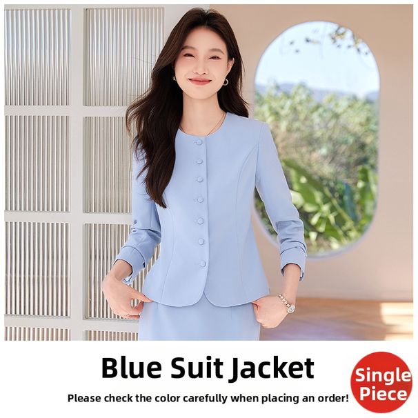 Women's Professional Blazer And Skirt Set Elegant On-Camera TV Host Suit Luxury Workwear for Jewelry Stores And Beauty Salons_ecoleips.com