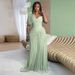 2026 Asymmetric Neck Ruffle Tie-Waist Maxi Dress - Elegant Short Sleeve Summer Gown_ecoleips.com