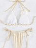 Sexy Striped Solid Color Bikini Two Piece Swimsuit with Laces New Style Exclusive Women's Clothing Swimwear_ecoleips.com
